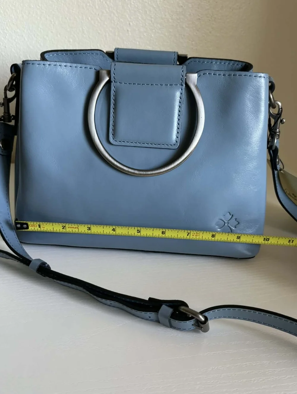 Patricia Nash Empoli Blue Leather Satchel / Crossbody With Metal Handles NWT